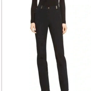 St. John Sport Black Straight Leg Metallic Gold Hardware Trousers